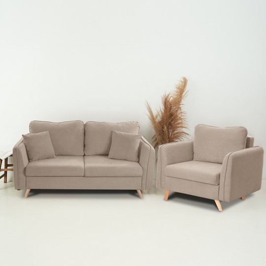 Комплект мебели Бертон бежевый диван+ кресло в Екатеринбурге - изображение 1