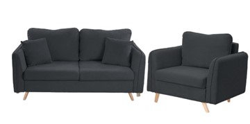 Комплект мебели Бертон графит диван+ кресло в Каменске-Уральском