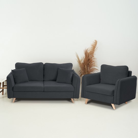 Комплект мебели Бертон графит диван+ кресло в Екатеринбурге - изображение 1