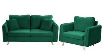 Комплект мебели Бертон изумрудный диван+ кресло в Артемовском