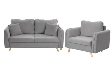 Комплект мебели Бертон серый диван+ кресло в Полевском