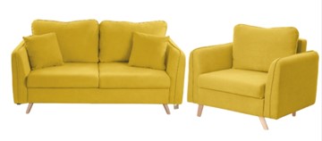 Комплект мебели Бертон желтый диван+ кресло в Талице