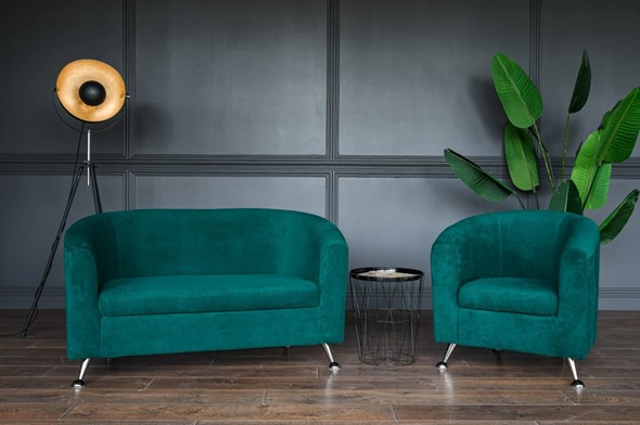 Комплект мебели Брамс  цвет изумрудный диван 2Д + кресло в Ревде - изображение