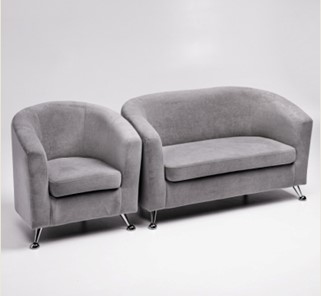 Комплект мебели Брамс  цвет серый диван 2Д + кресло в Ревде
