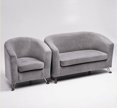 Комплект мебели Брамс  цвет серый диван 2Д + кресло в Екатеринбурге - изображение