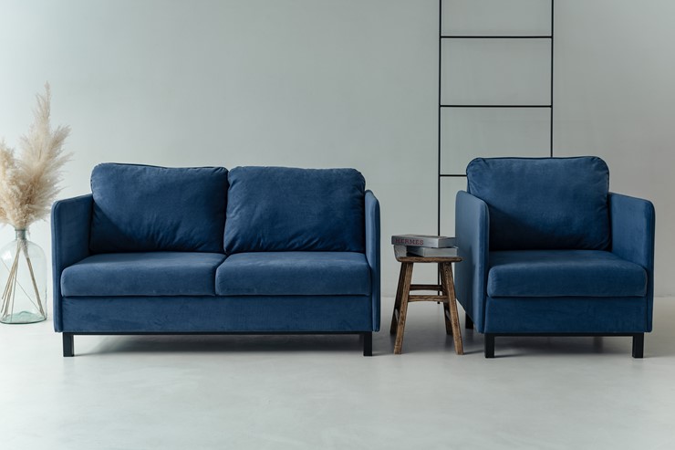 Комплект мебели диван + кресло-кровать Бэст синий в Екатеринбурге купитьнедорого — цена и фото в интернет-магазине