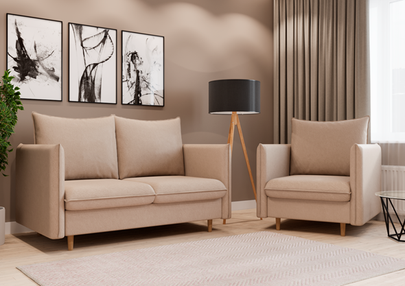 Комплект мебели диван и кресло Гримма бежевый в Екатеринбурге купитьнедорого — цена и фото в интернет-магазине