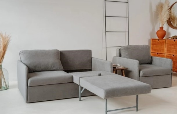 Комплект мебели Амира серый диван + кресло в Екатеринбурге - изображение 4