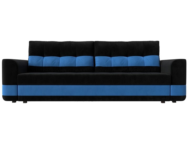 Прямой диван Честер, Черный/голубой (велюр) в Екатеринбурге - изображение 1