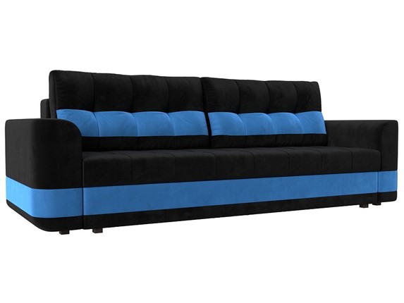 Прямой диван Честер, Черный/голубой (велюр) в Екатеринбурге - изображение