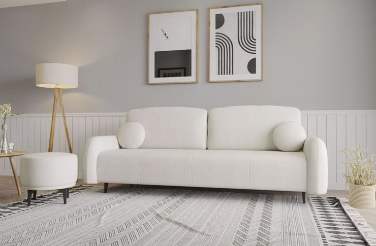 Прямой диван Монблан 3т, Рогожка Муза 01 в Ревде - изображение 5