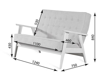 Прямой диван Ретро, двухместный (Темный тон / RS 15 - темно-серый) в Кушве - предосмотр 2
