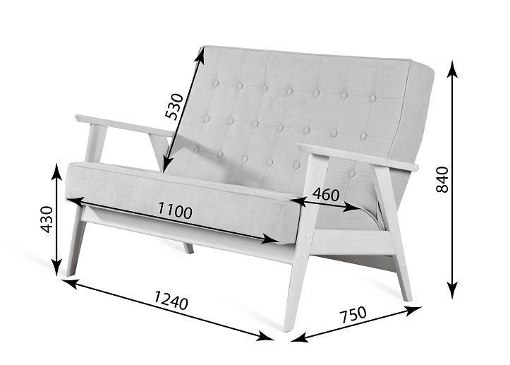 Прямой диван Ретро, двухместный (Темный тон / RS 15 - темно-серый) в Кушве - изображение 2
