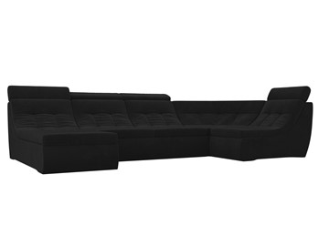 Модульный раскладной диван Холидей люкс, Черный (велюр) в Первоуральске