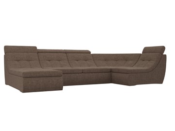 Модульный П-образный диван Холидей люкс, Коричневый (рогожка) в Первоуральске
