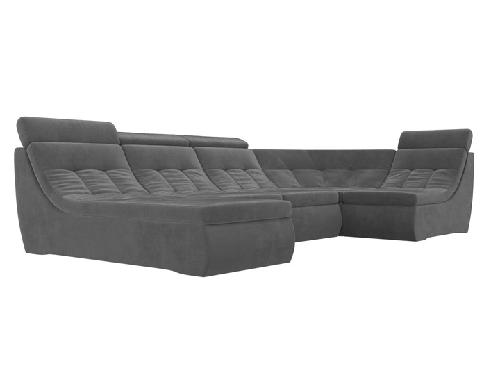 Модульный П-образный диван Холидей люкс, Серый (велюр) в Екатеринбурге - изображение 4