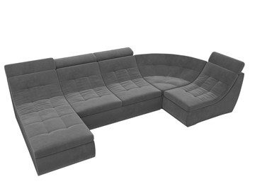 Модульный П-образный диван Холидей люкс, Серый (велюр) в Екатеринбурге - предосмотр 5