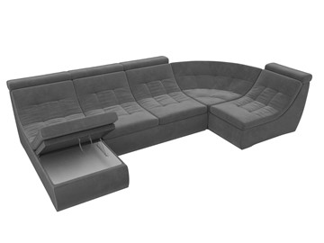 Модульный П-образный диван Холидей люкс, Серый (велюр) в Екатеринбурге - предосмотр 6