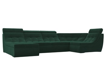 Модульный П-образный диван Холидей люкс, Зеленый (велюр) в Екатеринбурге