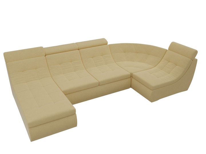 Модульный П-образный диван Холидей люкс, Желтый (микровельвет) в Первоуральске - изображение 5