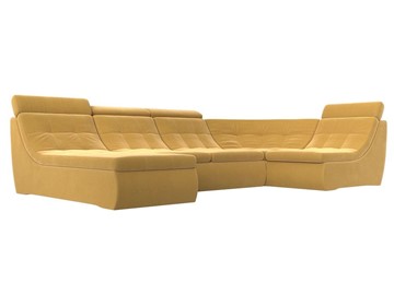Модульный П-образный диван Холидей люкс, Желтый (микровельвет) в Кушве