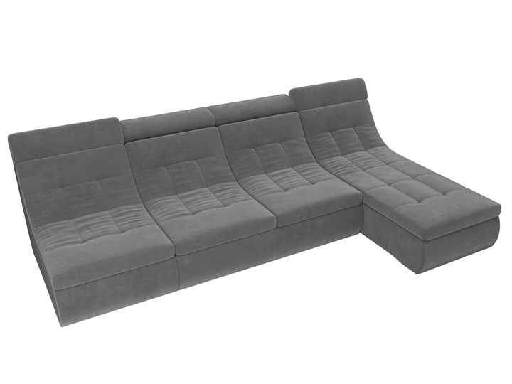Большой модульный диван Холидей люкс, Серый (велюр) в Екатеринбурге - изображение 6