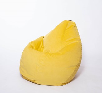 Кресло-мешок Груша среднее, велюр однотон, лимонное в Ревде