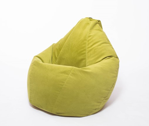 Кресло-мешок Груша среднее, велюр однотон, травянное в Екатеринбурге - изображение