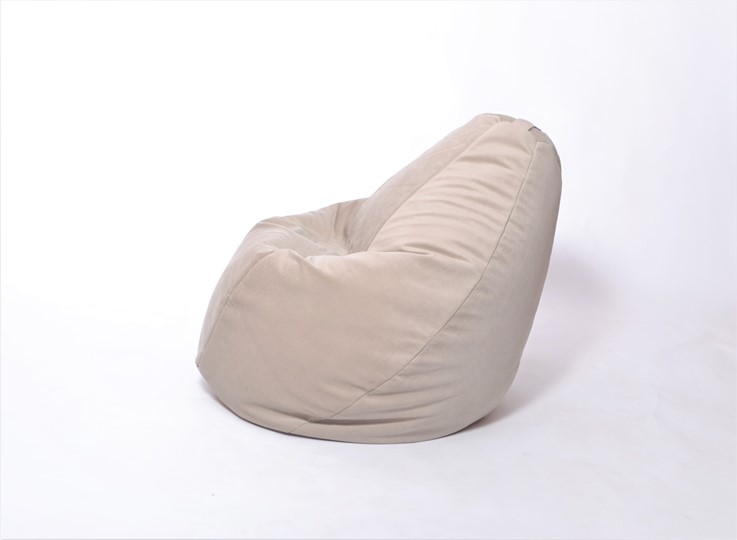 Кресло-мешок Груша большое, велюр однотон, бежевое в Кушве - изображение 2