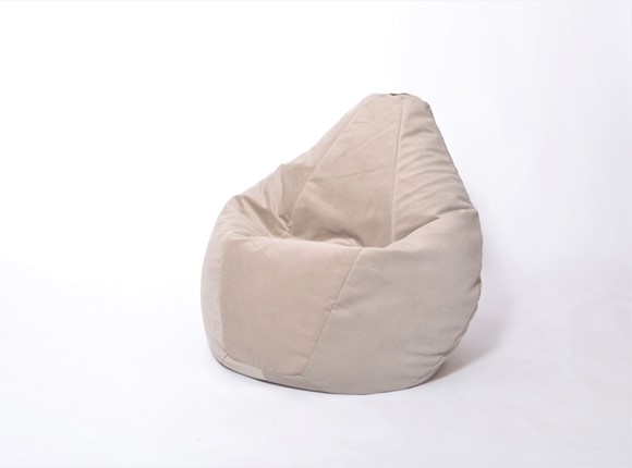 Кресло-мешок Груша среднее, велюр однотон, бежевое в Кушве - изображение