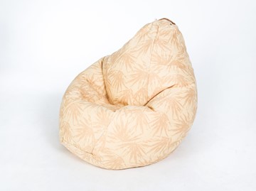 Кресло-мешок Груша большое, жаккард, бежевые листья в Асбесте