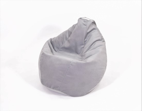 Кресло-мешок Груша малое, велюр однотон, серое в Екатеринбурге - изображение