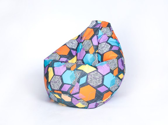 Кресло-мешок Груша среднее, велюр принт, геометрия в Ревде - изображение