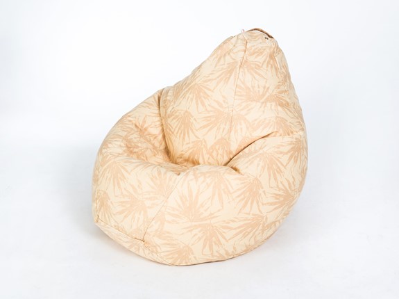 Кресло-мешок Груша среднее, жаккард, бежевые листья в Каменске-Уральском - изображение