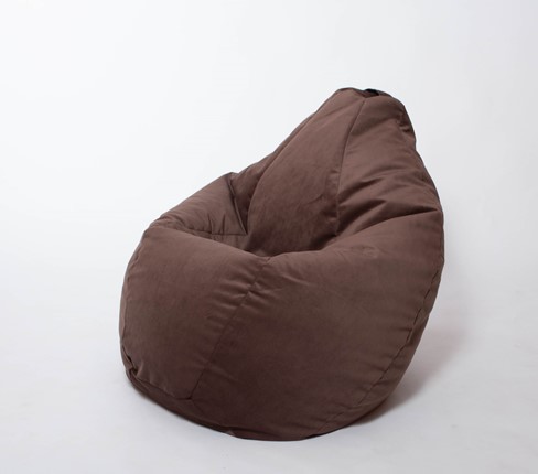 Кресло-мешок Груша малое, велюр однотон, шоколад в Кушве - изображение