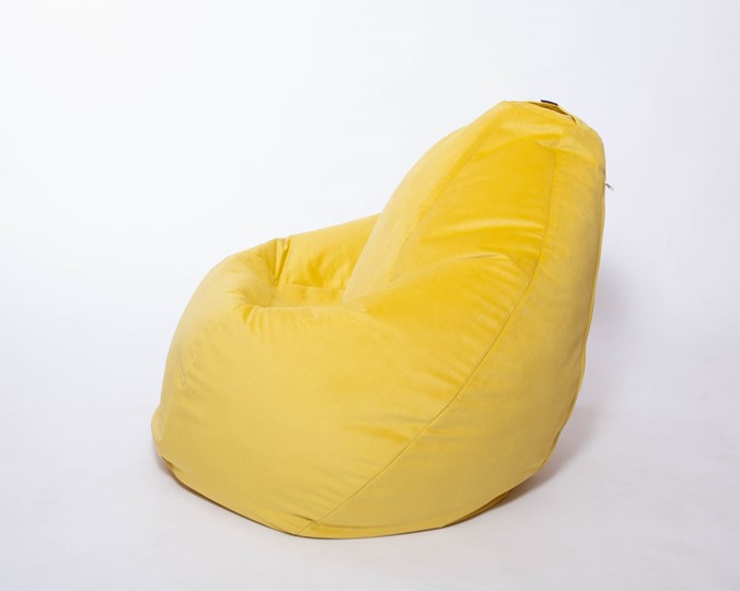 Кресло-мешок Груша среднее, велюр однотон, лимонное в Екатеринбурге - изображение 1