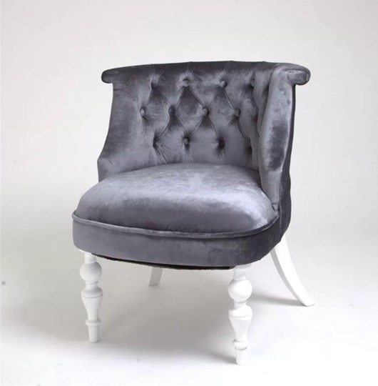 Кресло Бархат (серый бархат/белая эмаль) в Кушве - изображение 1