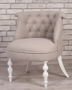Кресло Элевуд Бархат (светло-серый/белый) в Краснотурьинске