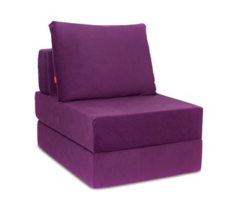 Бескаркасное кресло-кровать Окта, велюр фиолетовый в Каменске-Уральском