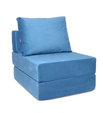 Бескаркасное кресло Окта, велюр синий в Кушве - изображение
