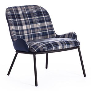 Кресло DUKEN (mod. 0179322) металл/ткань, 79х59х66 см, синий/синяя шотландка/черный в Екатеринбурге - предосмотр