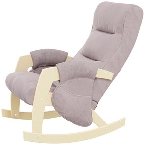 Кресло-качалка ЭЛИТ с карманами Джанни (каркас дуб, сиденье серо-розовое) в Красноуфимске