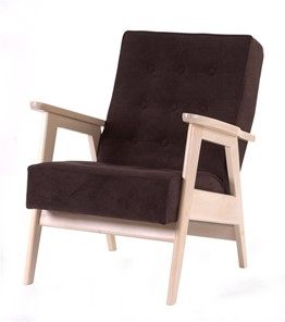 Кресло Ретро (беленый дуб / RS 32 - коричневый) в Кушве