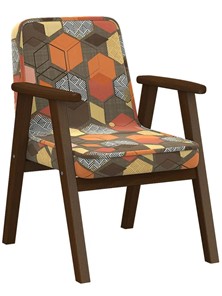 Кресло Ретро ткань геометрия коричневый, каркас орех в Качканаре