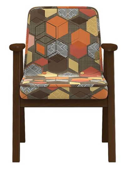 Кресло Ретро ткань геометрия коричневый, каркас орех в Екатеринбурге - изображение 4