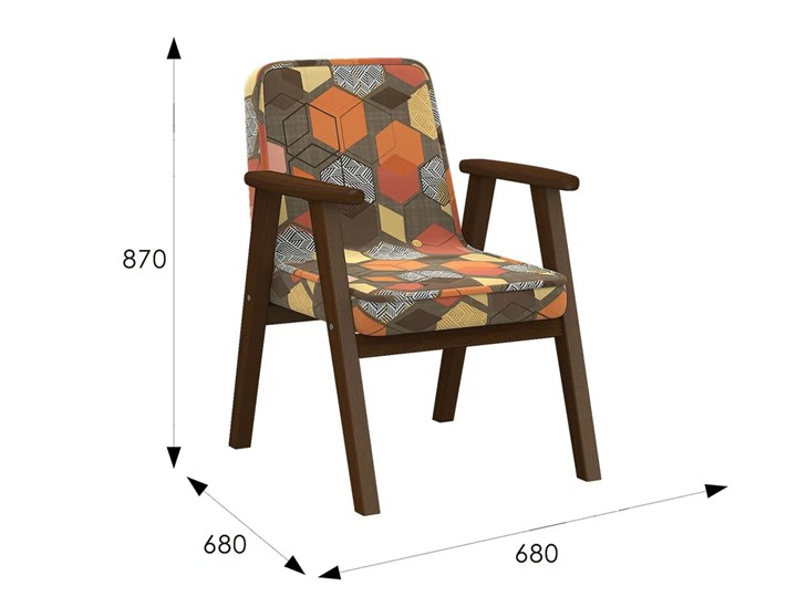 Кресло Ретро ткань геометрия коричневый, каркас орех в Екатеринбурге - изображение 5