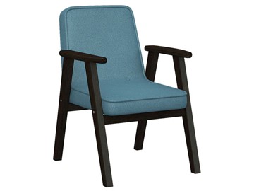 Кресло мягкое Ретро ткань голубой, каркас венге в Асбесте