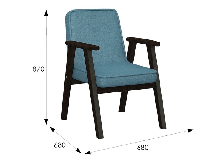 Кресло мягкое Ретро ткань голубой, каркас венге в Екатеринбурге - изображение 6