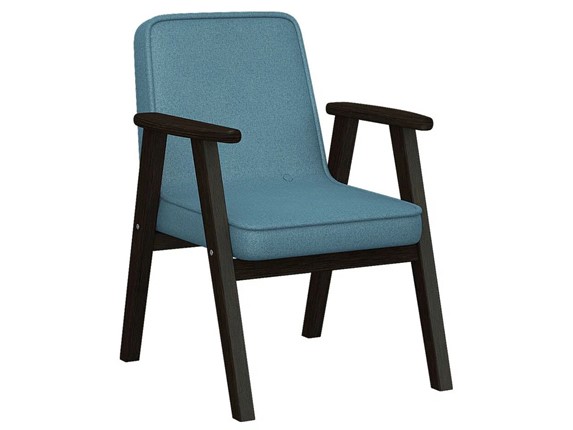 Кресло мягкое Ретро ткань голубой, каркас венге в Екатеринбурге - изображение