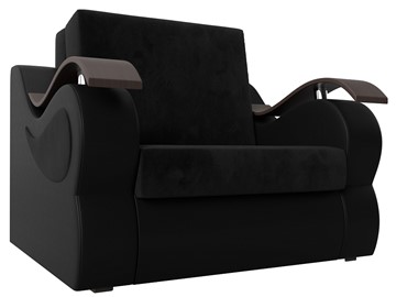 Кресло-кровать Меркурий (60), Черный\Черный (Велюр\Экокожа) в Кушве
